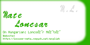 mate loncsar business card